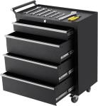 4-Drawer Rolling Tool Chest with Wheels - Lockable Storage Cabinet | Sliding Drawers & Protective Liner, Heavy-Duty Design Mobile Tool Cart for Garage, Workshop, Warehouse Organization,Black