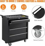 4-Drawer Rolling Tool Chest with Wheels - Lockable Storage Cabinet | Sliding Drawers & Protective Liner, Heavy-Duty Design Mobile Tool Cart for Garage, Workshop, Warehouse Organization,Black