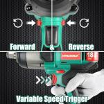 HYCHIKA 18 V Max Cordless Impact Wrench, Ratcheting Screwdriver 16-in-1, 2 Tool Combo Kit