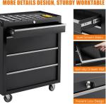 4-Drawer Rolling Tool Chest with Wheels - Lockable Storage Cabinet | Sliding Drawers & Protective Liner, Heavy-Duty Design Mobile Tool Cart for Garage, Workshop, Warehouse Organization,Black