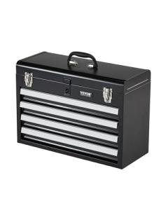 VEVOR Metal Tool Box, 20.5-inch, Portable Metal Tool Box with 4 Drawers, Small Tool Chest with EVA Liners, Ball Bearing Slide Drawers Locking & Powder Coated Finish, Multi-Function Tool Organizer