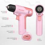 GRENPRO Cordless Drill, 7.2V Power Drill Set with 23pcs Acessories, 3/8" Keyless Chuck, Built-in LED, Type-C Charge Cable, Cleaning Brush Head, Pink Electric Screwdriver for Women