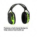 3M PELTOR Hearing Protection Earmuffs, X Series X4A, Over the Head Headband, Noise Protection NRR 27 dB, Pack of 1, Construction, Manufacturing, Electrical, Assembly, Sanding, Black/Green