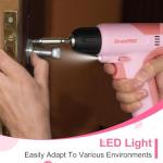 GRENPRO Cordless Drill, 7.2V Power Drill Set with 23pcs Acessories, 3/8" Keyless Chuck, Built-in LED, Type-C Charge Cable, Cleaning Brush Head, Pink Electric Screwdriver for Women