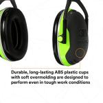 3M PELTOR Hearing Protection Earmuffs, X Series X4A, Over the Head Headband, Noise Protection NRR 27 dB, Pack of 1, Construction, Manufacturing, Electrical, Assembly, Sanding, Black/Green