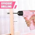 GRENPRO Cordless Drill, 7.2V Power Drill Set with 23pcs Acessories, 3/8" Keyless Chuck, Built-in LED, Type-C Charge Cable, Cleaning Brush Head, Pink Electric Screwdriver for Women