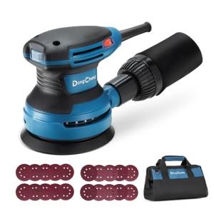 Dong Cheng 5-Inch Random Orbital Sander 380W 12800OPM Electric Palm Sander, 6 Variable Speeds, with 20pcs Sandpaper & Detachable Dust Bag, Power Sander for Woodworking, Sanding & Polishing