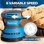 Dong Cheng 5-Inch Random Orbital Sander 380W 12800OPM Electric Palm Sander, 6 Variable Speeds, with 20pcs Sandpaper & Detachable Dust Bag, Power Sander for Woodworking, Sanding & Polishing