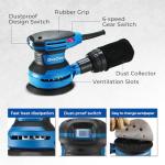 Dong Cheng 5-Inch Random Orbital Sander 380W 12800OPM Electric Palm Sander, 6 Variable Speeds, with 20pcs Sandpaper & Detachable Dust Bag, Power Sander for Woodworking, Sanding & Polishing