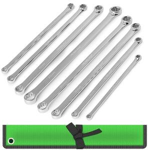 SWANLAKE 8PCS Extra Long Double Box End Wrench Set, CR-V, Less Effort Aviation Wrench Metric 8mm - 24mm