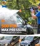 KimPump Cordless Pressure Washer Battery Operated, 500 PSI Cordless Power Washer with 6-in-1 Nozzle & Foam Cannon, Handheld Pressure Washer with Triple Water Source & 16FT Hose for Car, Home, Yard