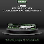 SWANLAKE 8PCS Extra Long Double Box End Wrench Set, CR-V, Less Effort Aviation Wrench Metric 8mm - 24mm