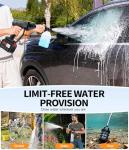 KimPump Cordless Pressure Washer Battery Operated, 500 PSI Cordless Power Washer with 6-in-1 Nozzle & Foam Cannon, Handheld Pressure Washer with Triple Water Source & 16FT Hose for Car, Home, Yard