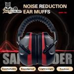 SAFEBUILDER Safety Ear Muffs SNR 33dB Noise Reduction Earmuffs Adults Sound Proof For Sleeping Outdoor Working Shooting Industrial (1, 1-Black Combine Red)