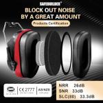 SAFEBUILDER Safety Ear Muffs SNR 33dB Noise Reduction Earmuffs Adults Sound Proof For Sleeping Outdoor Working Shooting Industrial (1, 1-Black Combine Red)