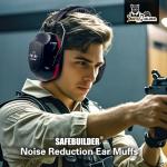 SAFEBUILDER Safety Ear Muffs SNR 33dB Noise Reduction Earmuffs Adults Sound Proof For Sleeping Outdoor Working Shooting Industrial (1, 1-Black Combine Red)