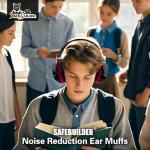 SAFEBUILDER Safety Ear Muffs SNR 33dB Noise Reduction Earmuffs Adults Sound Proof For Sleeping Outdoor Working Shooting Industrial (1, 1-Black Combine Red)