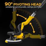 Drywall Sander Tool, KUPERIA 8.5 Amp Popcorn Ceiling Removal Tool with 7 Variable Speed 800-1800RPM, Electric Drywall Sander with Extendable Handle, LED Light,6 Basic Sand Paper & 6 Grid Sandpaper