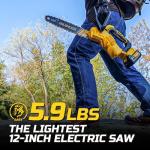 12 inch Brushless Chainsaw, Cordless Saw with Battery and Charger, 5.9Lb Super Lightweight & Compact, Auto Oiler, 5.0Ah Battery 1100w Power, Handheld Chain Saw for Wood Cutting, Tree Trimming, Pruning
