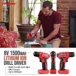 Hi-Spec 58pc Red 8V USB Electric Power Cordless Drill Driver and Home DIY Tool Kit Set. Screw Driver and Drill Bit Set Accessories, Pliers and Hammer In a Toolbox Case