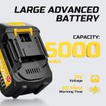 12 inch Brushless Chainsaw, Cordless Saw with Battery and Charger, 5.9Lb Super Lightweight & Compact, Auto Oiler, 5.0Ah Battery 1100w Power, Handheld Chain Saw for Wood Cutting, Tree Trimming, Pruning