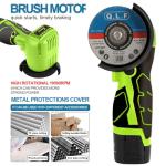 ZFULVO Cordless Brush Angle Grinder Kit, 19500rpm Mini Electric Angle Grinding Tool with 2pcs 16.8V 2000mAh Batteries and 5-Cutting Discs, Grinder Handheld Cutter for Metal Wood