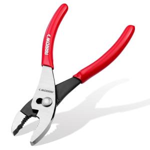 ARROW 8" Slip Joint Pliers, Pliers Tool with Thick Dip-Grip Handle, Strong Grip Jaws, High Carbon Steel, Pliers for Gripping, Loosening Nuts and Bolts, Cutting Steel Wire