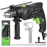 GALAX PRO 4.5Amp 0-3000RPM Corded Hammer Drill, 5pcs Bit, Hammer and Drill 2 Functions in 1 with 12 Variable Speed, 1/2 Inch Keyed Metal Chuck, 360°Rotating Handle