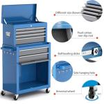 Tool Chest 8-Drawer | 42'' Large Rolling Tool Chest with Wheels | Detachable Top Metal Tool Box | Garage Storage Cabinet for Repair Room,Warehouse | Rolling Tool Box with Hooks,Liners,Tray Divider