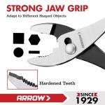 ARROW 8" Slip Joint Pliers, Pliers Tool with Thick Dip-Grip Handle, Strong Grip Jaws, High Carbon Steel, Pliers for Gripping, Loosening Nuts and Bolts, Cutting Steel Wire