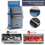 Tool Chest 8-Drawer | 42'' Large Rolling Tool Chest with Wheels | Detachable Top Metal Tool Box | Garage Storage Cabinet for Repair Room,Warehouse | Rolling Tool Box with Hooks,Liners,Tray Divider
