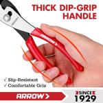 ARROW 8" Slip Joint Pliers, Pliers Tool with Thick Dip-Grip Handle, Strong Grip Jaws, High Carbon Steel, Pliers for Gripping, Loosening Nuts and Bolts, Cutting Steel Wire