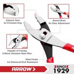 ARROW 8" Slip Joint Pliers, Pliers Tool with Thick Dip-Grip Handle, Strong Grip Jaws, High Carbon Steel, Pliers for Gripping, Loosening Nuts and Bolts, Cutting Steel Wire