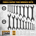 ELEAD Super-Thin Open End Wrench Set | 19-Piece SAE & Metric Sizes | CR-V Nickel Plated | Ultra-Slim Design | Corrosion-Resistant | Durable Roll-Up Pouch for Mechanics