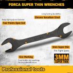 ELEAD Super-Thin Open End Wrench Set | 19-Piece SAE & Metric Sizes | CR-V Nickel Plated | Ultra-Slim Design | Corrosion-Resistant | Durable Roll-Up Pouch for Mechanics