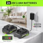 VERVEWAVE Leaf Blower Cordless, 20V Electric Blower with 2 X 2.0Ah Batteries and Fast Charger, 3 Speed Control, Handheld Lightweight Leaf Blower for Lawn Care, Patio, Garden Cleaning, etc