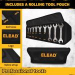 ELEAD Super-Thin Open End Wrench Set | 19-Piece SAE & Metric Sizes | CR-V Nickel Plated | Ultra-Slim Design | Corrosion-Resistant | Durable Roll-Up Pouch for Mechanics