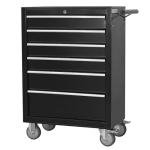 QSOSTNS 6-Drawer Rolling Tool Chest Cabinet, Large Capacity Metal Tool Box with Wheels and Keyed Locking, Roll Around Storage Organizer Tool Cart for Garage, Warehouse, Work Shop (Black)
