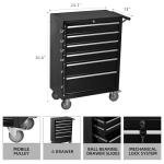 QSOSTNS 6-Drawer Rolling Tool Chest Cabinet, Large Capacity Metal Tool Box with Wheels and Keyed Locking, Roll Around Storage Organizer Tool Cart for Garage, Warehouse, Work Shop (Black)