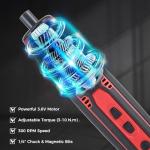 3.6V Cordless Impact Screwdriver Gun, 1.5Ah Lithium Battery, 1/4" Chuck, 3-10 N.m Torque, 300RPM, Includes Magnetic Bits & Case – Electrician Tools Set