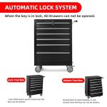 QSOSTNS 6-Drawer Rolling Tool Chest Cabinet, Large Capacity Metal Tool Box with Wheels and Keyed Locking, Roll Around Storage Organizer Tool Cart for Garage, Warehouse, Work Shop (Black)