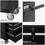 QSOSTNS 6-Drawer Rolling Tool Chest Cabinet, Large Capacity Metal Tool Box with Wheels and Keyed Locking, Roll Around Storage Organizer Tool Cart for Garage, Warehouse, Work Shop (Black)