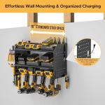 CRST Power Tool Organizer Wall Mount with Charging Station Cordless Drill Holder with 8-Outlet Heavy Duty Power Strip, Modular Garage Organization Storage Rack Shelf,Gift for Men Black