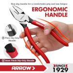 ARROW 8" High Leverage Linemans Pliers, Side Cutters, Linesman Pliers for Wire Cutting, Gripping