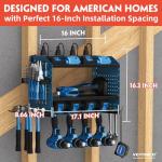 Veitorld Power Tool Organizer with Power Strip, 4 Drill Holders Tool Storage, Heavy Duty Rack for Garage Organization, Wall Mount Tool Organizer, Christmas Anniversary Birthday Gifts for Men Dad Him