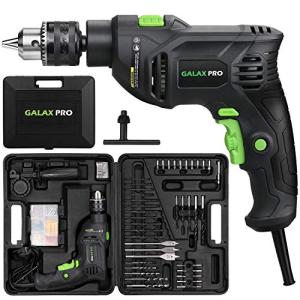 GALAX PRO 5Amp 1/2-inch Hammer Drill with 105pcs Accessories, Variable Speed 0-3000, Hammer and Drill 2 Functions in 1, 360°Rotating Handle, Depth Gauge, Carrying Case Included