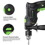 GALAX PRO 5Amp 1/2-inch Hammer Drill with 105pcs Accessories, Variable Speed 0-3000, Hammer and Drill 2 Functions in 1, 360°Rotating Handle, Depth Gauge, Carrying Case Included