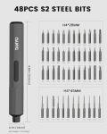 TANYO Mini Electric Screwdriver Cordless, 51 in 1 Precision Screwdriver Set Rechargeable, Small Electric Screwdrive with 48 S2 Bits, 400mAh Battery LED Light Power Screwdriver for Electrical Repair