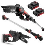 MZK 2-in-1 Cordless Pole Saw & Mini Chainsaw with 3 Replacement Chain, 20V Battery Pole Chainsaw, 4.5" Cutting Capacity, 13ft Reach Pole Saw for Tree Trimming(2 Batteries and Fast Charger Included)