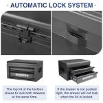 WORKPRO 15 Inch Metal Tool Box with 2 Drawers & 1 Top Storage, Heavy Duty Portable Tool Box with Handle for Garage, Office and Home, Up To 85 LBS Load Capacity